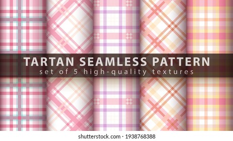 Set classic tartan seamless pattern. 