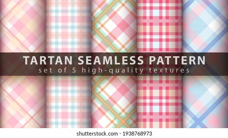 Set classic tartan seamless pattern. 