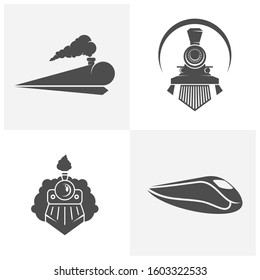 Set of Classic train logo concept, Locomotive logo design vector template, Creative design, icon symbol