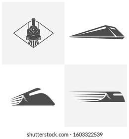 Set of Classic train logo concept, Locomotive logo design vector template, Creative design, icon symbol