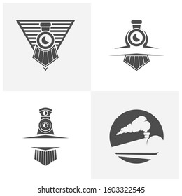 Set of Classic train logo concept, Locomotive logo design vector template, Creative design, icon symbol