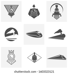 Set of Classic train logo concept, Locomotive logo design vector template, Creative design, icon symbol