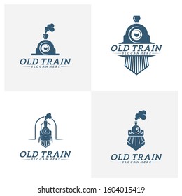 Set of Classic train logo concept, Locomotive logo design vector template, Creative design, icon symbol