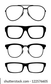 Set of classic vector glasses, isolated on white background