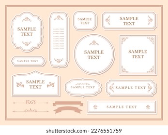 Set of classic vintage format picture frames  templates  monograms, invitations, frames, banners, menus, labels retro design.
