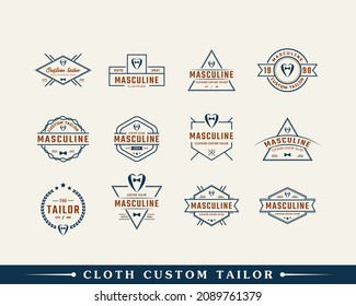 Set of Classic Vintage Retro Label Badge for Clothing Apparel Gentleman and Masculine Logo Emblem Design Template Element