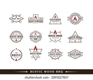 Set of Classic Vintage Retro Label Badge for Rustic BBQ Grill, Barbecue, Barbeque Label Stamp Logo Design Inspiration