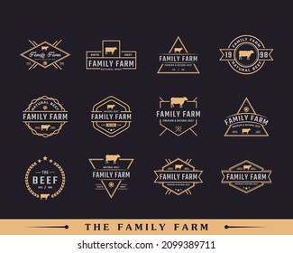 Set of Classic Vintage Retro Label Badge Emblem Cattle, Angus, Beef Family Farm Logo Design Inspiration