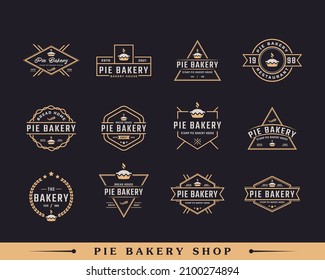 Set of Classic Vintage Retro Label Badge Emblem for Stamp Pie Bakery House Logo Design Inspiration