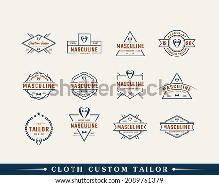 Set of Classic Vintage Retro Label Badge for Clothing Apparel Gentleman and Masculine Logo Emblem Design Template Element