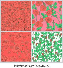 Set classic wallpaper seamless.greeting card garden, invitation card for wedding, vintage flowers composition. decorative background and text, vector illustration EPS10.