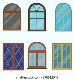 A set of classic windows for buildings.