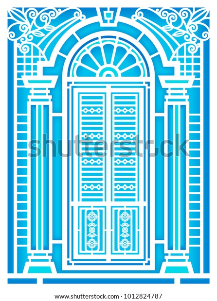 Set Classic Windows Doors Building Old Stock Vector Royalty Free