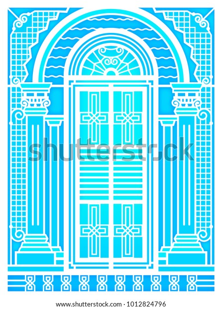 Set Classic Windows Doors Building Old Royalty Free Stock