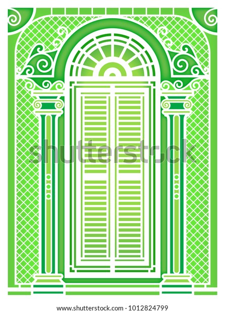 Set Classic Windows Doors Building Old Stock Vector Royalty