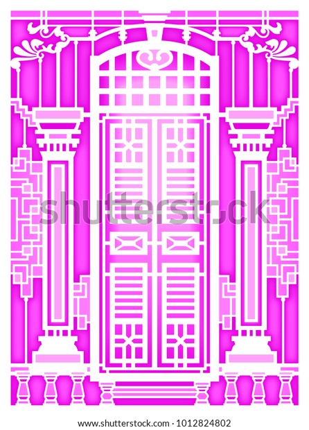 Set Classic Windows Doors Building Old Stock Vector Royalty Free