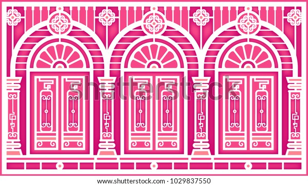 Set Classic Windows Doors Building Old Stock Vector Royalty Free