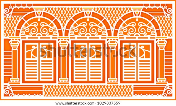Set Classic Windows Doors Building Old Stock Vector Royalty Free