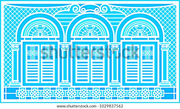 Set Classic Windows Doors Building Old Stock Vector Royalty Free