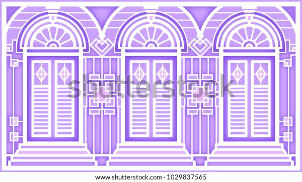 Set Classic Windows Doors Building Old Stock Vector Royalty Free