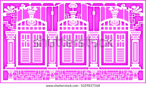Set Classic Windows Doors Building Old Stock Vector Royalty Free