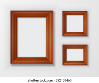 Set classic wooden frames on white background. EPS 10