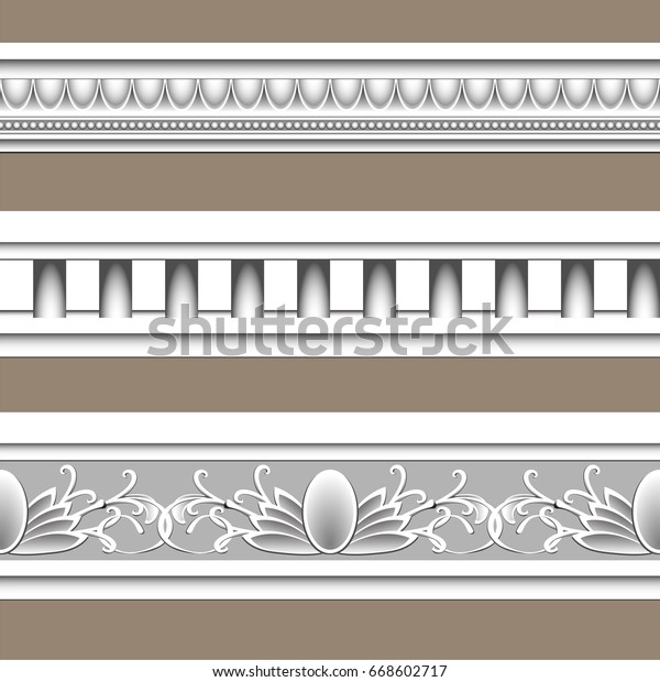 Set Classical Architectural Elements Cornice Girdles Stock Vector