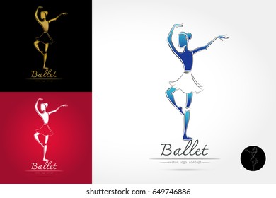 set of classical ballet logo, figure ballet dancer on white background vector illustration