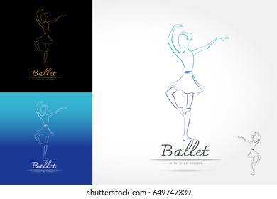 set of classical ballet logo, figure ballet dancer on white background vector illustration