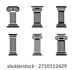 Set of classical column icons in Greek and Roman architectural style