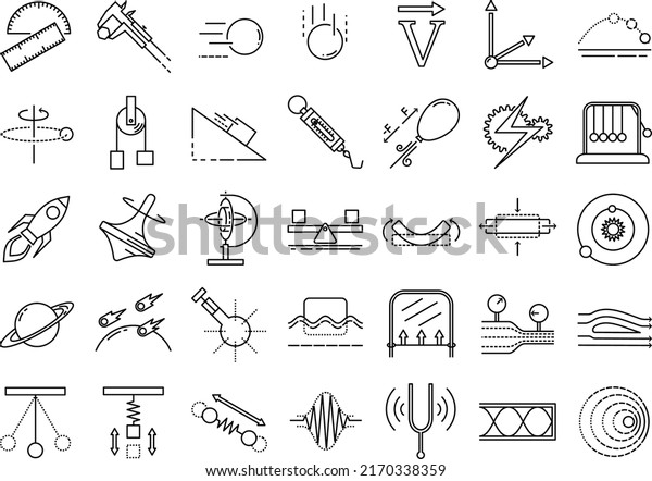 Set Classical Mechanics Physics Vector Line Stock Vector (Royalty Free ...