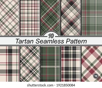 Set classical pattern tartan. Abstract checkered seamless pattern. Straight and oblique scottish cage. Vector graphics printing on fabrics, shirts and textiles.