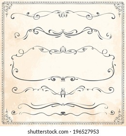 set of classical vector dividers nails drawn line nails fingers texture antique edge drawn architectural ornate beauty set science turn decorative classic vortex flag divider victorian illustration gr