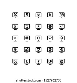 Set of classroom, presentation, board outline style icon - vector