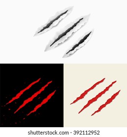 Set of claw scratches. Vector illustration