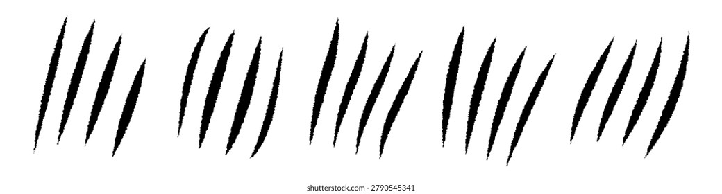 Set of claws animal scratch vector icons. Cat, tiger, monster scratches paw shapes