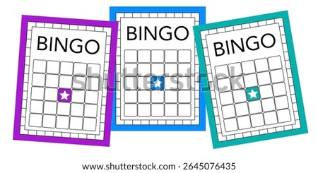 Set of clean bingo templates with no numbers. Blank gambling sheets for lotto and keno games. Casino ticket collection for lucky draw projects, printable party games and entertainment visuals.