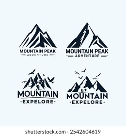 A set of clean bold Mountain Peak Adventure logo design