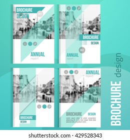 Set of Clean brochure cover templates with blured city landscape. 