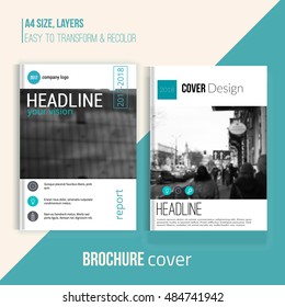 Set of Clean brochure cover templates with blured city landscape. Business design, flyer , professional corporate .
