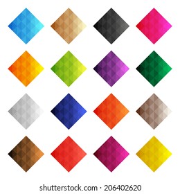 Set of clean color diamond lowpoly shapes