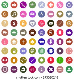 Set of clean color flat web icons and glyphs