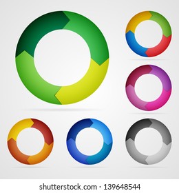 Set of clean color vector arrows in circle