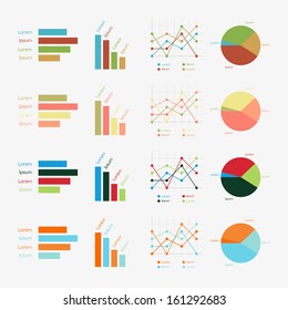 Set of clean color vector infographics charts