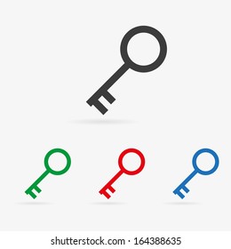 Set of clean color vector old key symbol icons