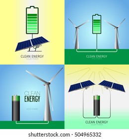 Set of clean energy graphic designs, Vector illustration
