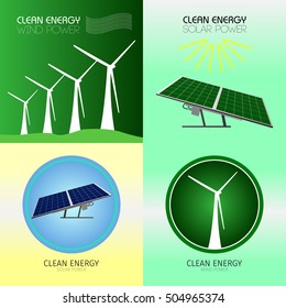 Set of clean energy graphic designs, Vector illustration