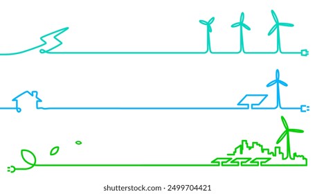 Set of clean energy from renewable sources isolated on white background.