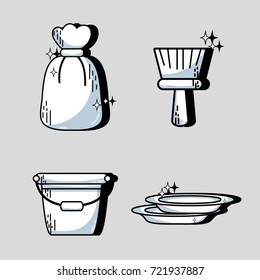 set clean house equipment and domestic service