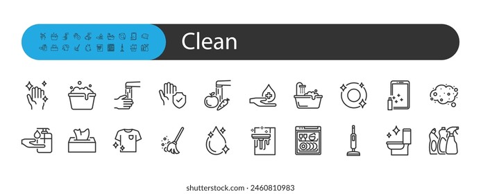 set of clean icons, hygiene, cleaning, housework